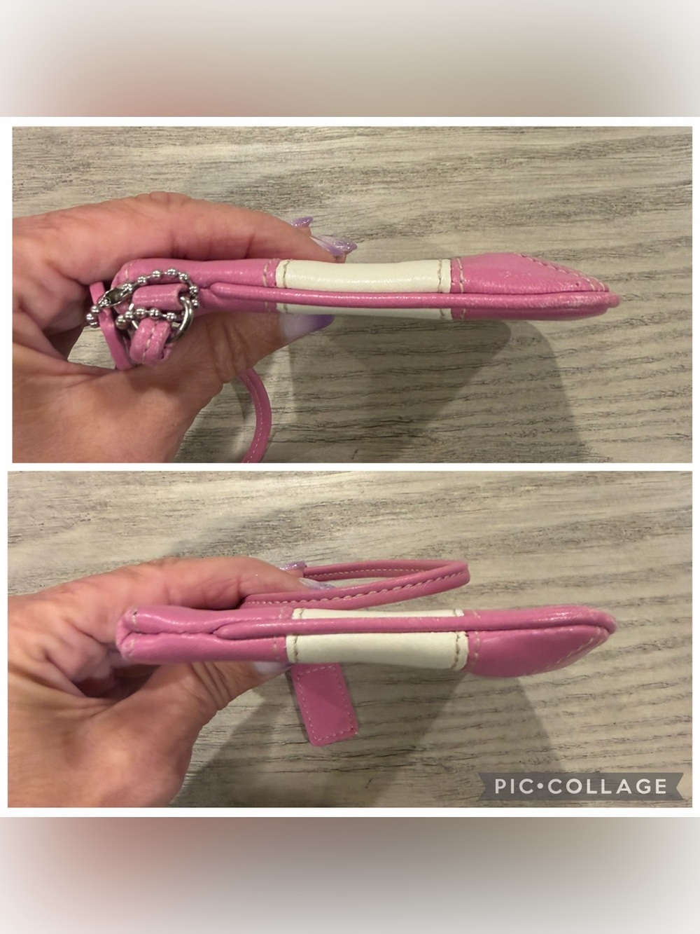 Coach Leather Color Block Wristlet in Pink & White - Picture 6 of 6